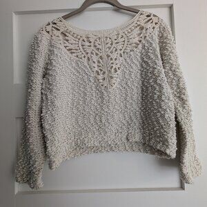 Naf Naf Paris Soft Neutral Sweater Three Quarter Sleeves Cropped XS